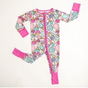 Little Sleepies Pink Sweet Treats 2-way zip bamboo pajamas